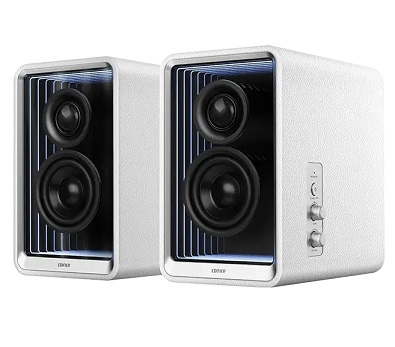 זוג רמקולים אקטיביים לבנים כולל טעינה מבית אדיפייר Edifier QR65 White Desktop Active Monitor 2.0 with GaN Charger 70W RMS